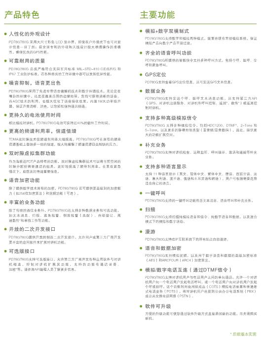 海能达PD780/PD780数字无线对讲机彩页介绍文档